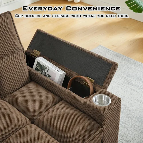 Miniatura 4 de Sofá cama convertible 3 en 1, sofá extraíble con puertos USB, portavasos y reposabrazos de almacenamiento, silla de dormir con mesa auxiliar