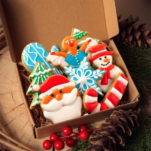 Miniatura 2 de Juego de 9 piezas de cortadores de galletas de Navidad, cortadores de galletas Wmtidene con formas para vacaciones de invierno, de metal incluye