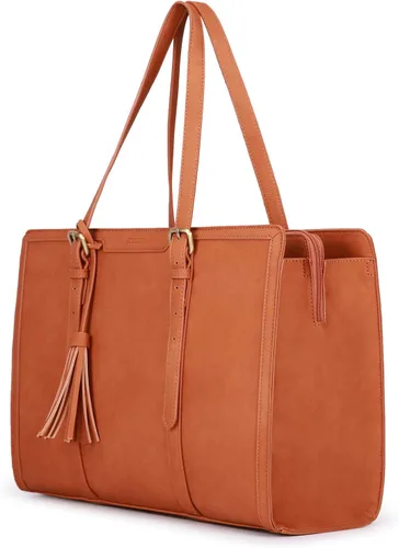 Miniatura 11 de ECOSUSI Bolsa para Laptop para Mujeres 15.6 Pulgadas Bolsas de Trabajo Tipo Tote Cuero PU Bolso de Computadora para Oficina de Negocios con 3