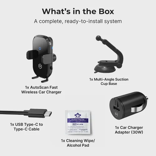 Miniatura 6 de Auto Scan - Cargador de coche inalámbrico rápido con ventosa ajustable multiángulo, carga inalámbrica de 15 W, escaneo automático, agarre ajustable