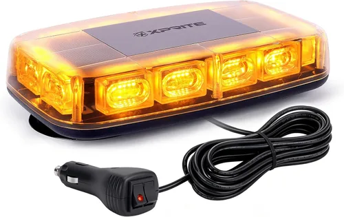Xprite - Barra de luces estroboscópicas LED de 12 pulgadas de techo mejorada con 72 LED, luz de advertencia de emergencia con base magnética para