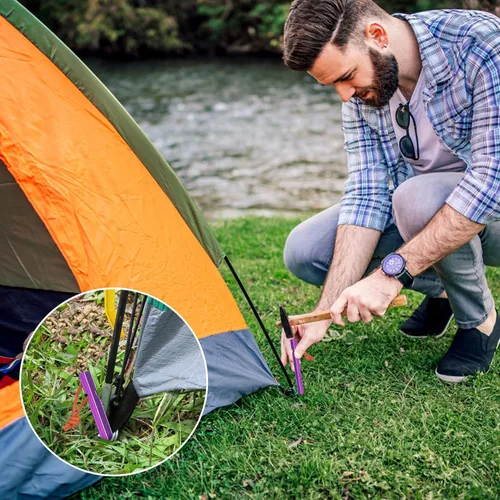 Miniatura 5 de Paquete de 12 estacas para tienda de campaña, estacas de aluminio 7075 para camping, estacas ligeras para tienda de campaña de servicio pesado