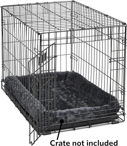 Miniatura 3 de MidWest Homes for Pets QuietTime Cama para Perros – Borde de Piel Sintética Gris, Ultra-Suave y Lavable a Máquina, Se Adapta a Jaulas