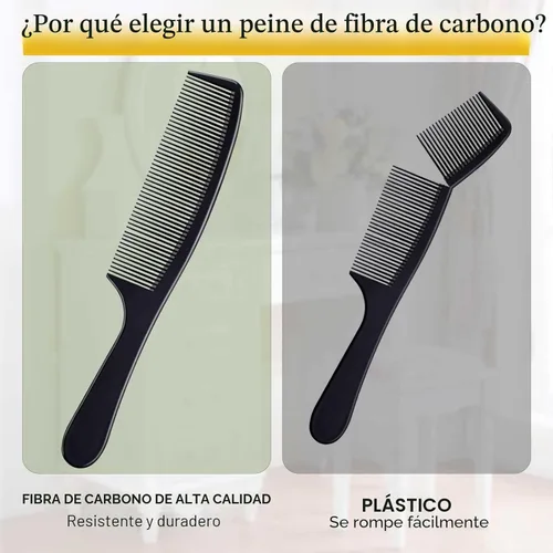 Miniatura 4 de 4 Piezas de Peines para Mujeres y Hombres, Juego de Peines Premium de Fibra de Carbono Negro para Hacer Bulto y Separar, Peines Profesionales