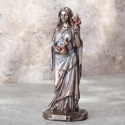 Miniatura 2 de Veronese Design Escultura griega Hestia de 6 1/4 pulgadas con acabado de bronce de resina fundida en frío de hogar y hogar