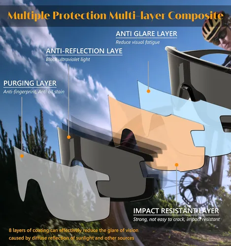 Miniatura 4 de FEISEDY Gafas de ciclismo para hombres y mujeres, gafas de sol deportivas de los años 80, gafas de esquí, conducción, pesca, ciclismo, protección