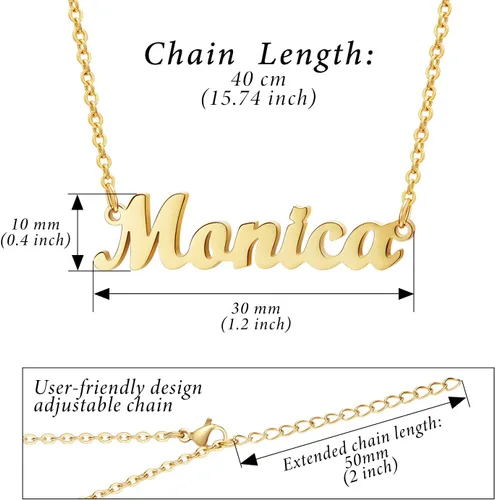 Miniatura 5 de Ldurian Name Necklace Christmas Gifts Name Pendant Necklace Christmas Gifts 14K Gold Dainty Name Plate Necklaces Birthday Jewelry Gift for Teen