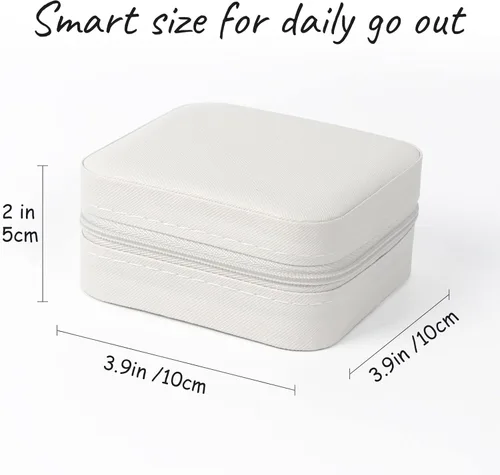 Miniatura 3 de MFXIP Joyero de viaje pequeño para joyería, organizador de joyas, estuche de almacenamiento portátil de piel sintética, mini estuche de viaje