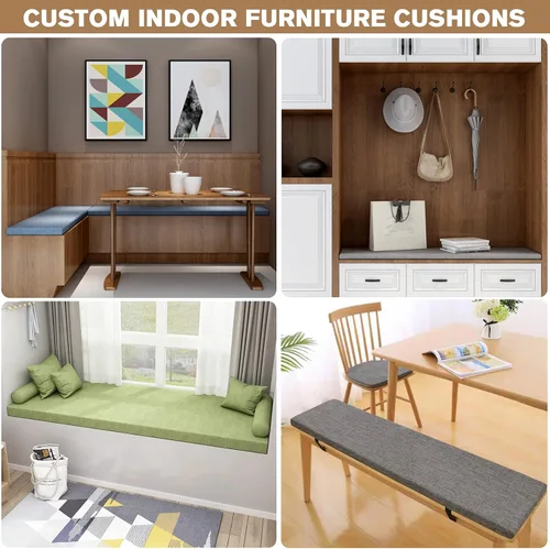 Miniatura 4 de Cojín de tamaño personalizado para banco, cojín de asiento de muebles de patio de jardín, cojines de banco personalizados, almohadilla para silla