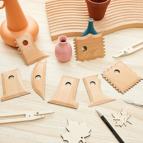 Miniatura 7 de Amylove 7 herramientas de cerámica, herramientas de recorte de pies, paquete de costillas de perfil, moldeador de pies para cerámica para tallar