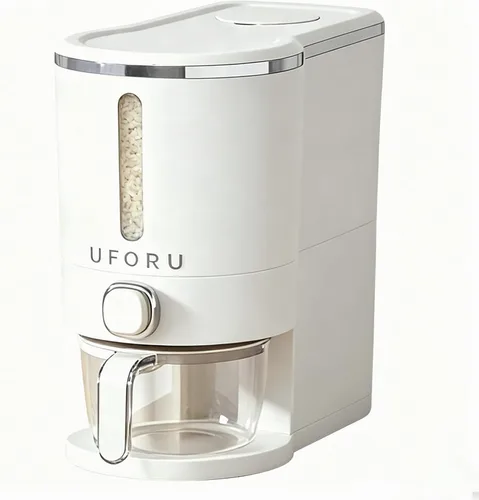 Miniatura 8 de UFORU Dispensador de arroz, recipiente de almacenamiento de arroz con taza medidora para cocina, despensa, hogar, recipientes de almacenamiento