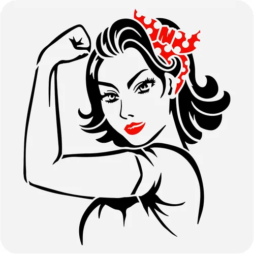 FINGERINSPIRE Plantilla de pintura de mujer fuerte de 11.8 x 11.8 pulgadas, plantilla de dibujo de mujer musculosa reutilizable de plástico para