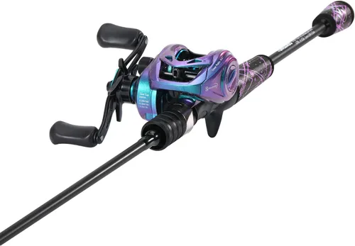 Miniatura 10 de One Bass Combo de Caña de Pescar y Carrete, Carrete de Pesca Colorido, Caña de Pescar Giratoria y de Cebo con Mango de SuperPolímero