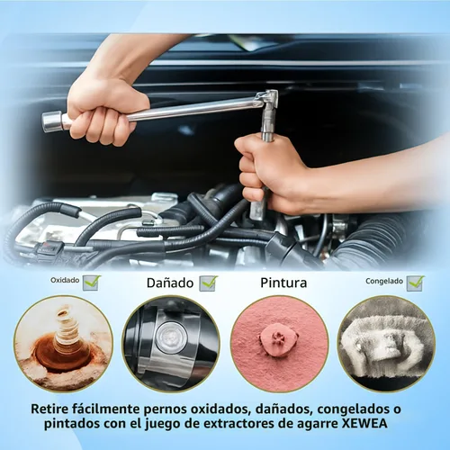 Miniatura 6 de XEWEA Juego de 14 piezas de extractor de pernos, juego de zócalos extractores de pernos rayados de impacto de 3/8" para quitar pernos y tuercas