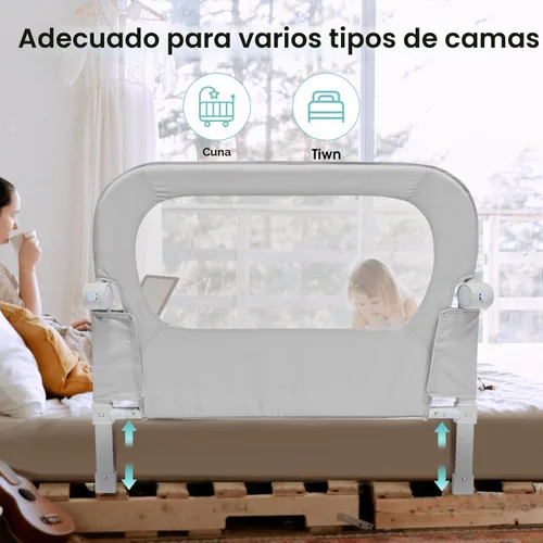 Miniatura 3 de NUTIKAS Barandilla protectora para cama de bebé para niños pequeños - Rieles laterales de cama de 35.1" para niños pequeños para cuna, individual
