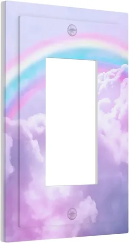 Miniatura 48 de Rainbow in the Clouds - Placas de Pared de Doble Interruptor de 2 Posiciones, Panel de Arte Rosa, Cubierta de Interruptor de Luz, Placa Frontal Arco
