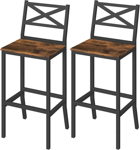 Miniatura 11 de MAHANCRIS Taburetes de bar, juego de 2 sillas de bar con respaldo y reposapiés, taburetes de barra de mostrador de 26 pulgadas de alto, sillas