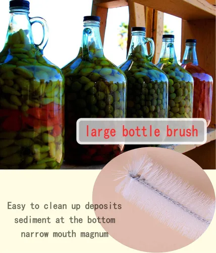 Miniatura 6 de Cepillo Carboy, 2 piezas de cepillos de nailon de 30 pulgadas y cepillos de acero inoxidable con mango extendido para botellas de agua de 3, 5, 6
