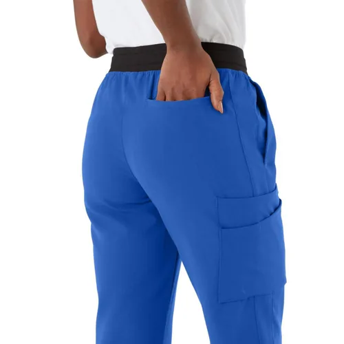 Miniatura 115 de ave. Varick - Pantalón médico de tiro medio para mujer, pierna recta, seis bolsillos, color azul caribeño, talla S