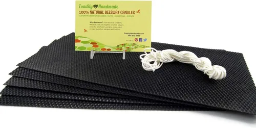 Haz tu propio kit de iniciación de velas de cera de abejas, incluye 5 hojas de panal de cera de abeja 100% de tamaño completo en negro y