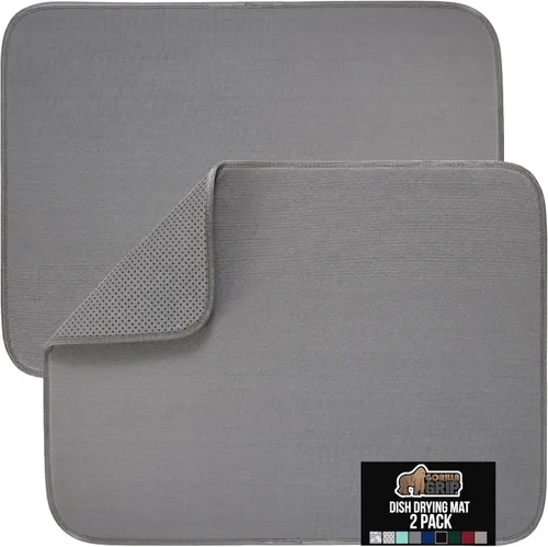 Miniatura 11 de GORILLA GRIP Tapete de microfibra ultra absorbente de agua, malla gruesa de secado rápido, almohadilla antideslizante para platos de fregadero