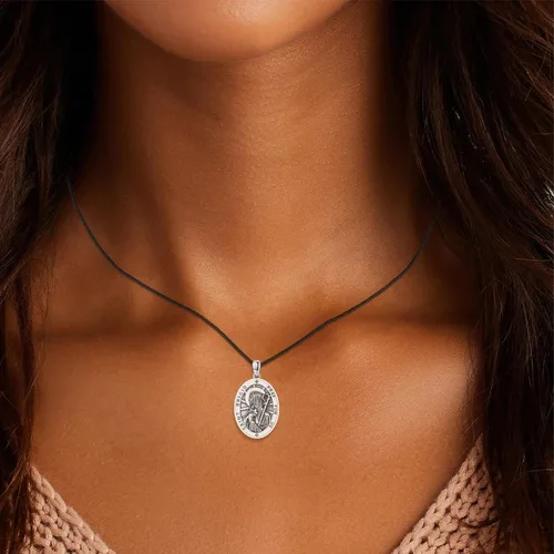 Miniatura 382 de Collar de plata de ley 925 con medalla de San Patrón, colgante de protección católica, amuleto, joyería religiosa para hombres y mujeres
