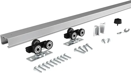 Miniatura 13 de JUBEST Juego de herrajes y rieles para puerta de bolsillo de grado comercial de 7 pies, herrajes para puertas correderas de 80.7 pulgadas, duraderos