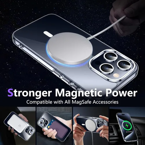Miniatura 7 de Funda transparente diseñada para iPhone 15 Pro Max, compatible con MagSafe, antiamarilleo, protección contra caídas de grado militar, delgada, a