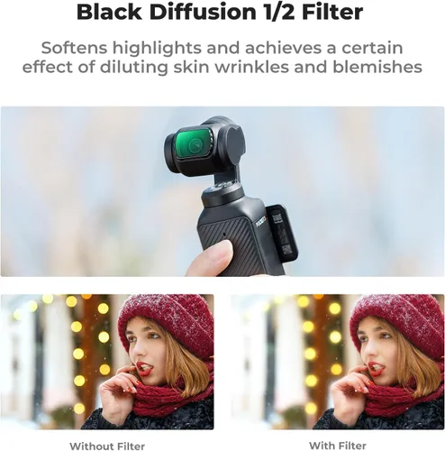 Miniatura 5 de K&F Concept Filtro de difusión magnético negro 1/2 para DJI Osmo Pocket 3, filtros de efecto cinematográfico Creative Mist para video/vlog/retrato