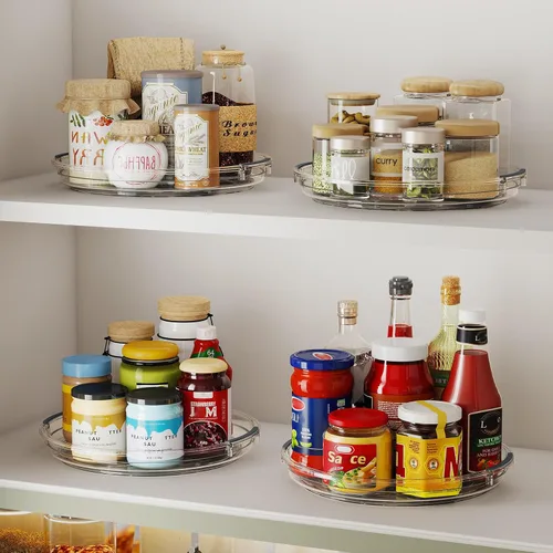 Miniatura 4 de Paquete de 2 Organizadores Lazy Susan, Mesa Giratoria Lazy Susan de 9.25 pulgadas para Gabinete Superficie de Mesa Refrigerador, Organizador