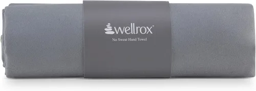 Wellrox Toalla de mano de yoga de microfibra, súper suave, de secado rápido, antideslizante para pilates, gimnasio y entrenamientos (26.5 x 16 Gris