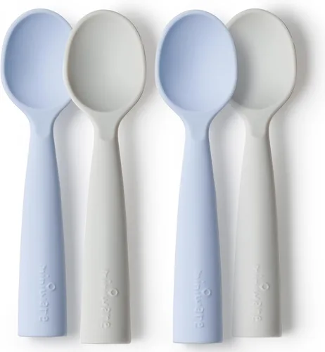Miniware Cuchara de silicona para bebé para entrenamiento, utensilios para bebés sin BPA, cucharas para bebés de 6 meses, 100% silicona de grado