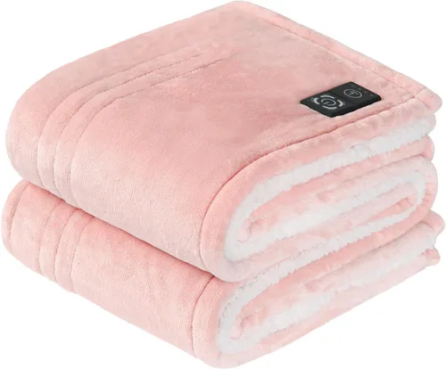 Miniatura 12 de Sealy Manta Térmica Tipo Throw con Controlador de Botón Integrado, Manta Eléctrica Reversible de Franela a Sherpa con 2-10 Horas de Apagado