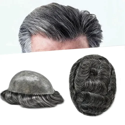 Miniatura 72 de Toupee - Sistema de reemplazo de cabello humano para hombre, 0.004 in, inyectado, piel de polietileno, piezas de pelo para hombre, 6 x 8 pulgadas