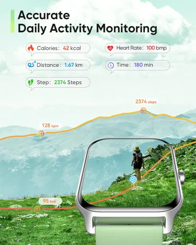 Miniatura 4 de Fitpolo Reloj inteligente para hombres y mujeres Android, Alexa incorporado [pantalla HD de 1.8 pulgadas] IP68 impermeable reloj de fitness Verde
