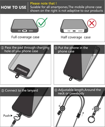 Miniatura 6 de Cordones para teléfono celular alrededor del cuello, cordón de muñeca para llaves, cordones para insignias de identificación, cordón ajustable