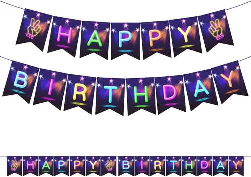 Miniatura 2 de Cartel de fiesta que brilla en la oscuridad, pancarta de neón que brilla en la oscuridad, decoración de fiesta de cumpleaños, cartel de fiesta