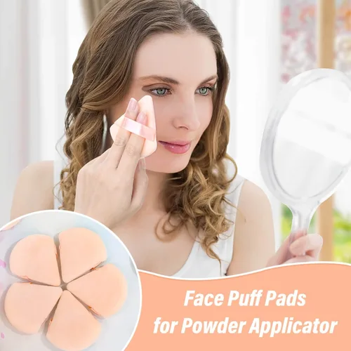 Miniatura 7 de Thrilez 20 piezas Borlas de Polvo Triangulares, Borlas de Polvo Suelto Borlas de Maquillaje para Polvo Facial, Borla de Polvo Fijador