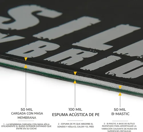 Miniatura 2 de Siless Alfombrilla híbrida 3 en 1 de 200 mil 25 pies cuadrados para insonorización de automóvil - Amortiguador de sonido automotriz de butilo