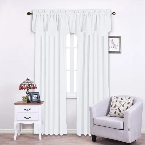 Miniatura 3 de NICETOWN Cenefas blancas puras para ventanas, cenefa festoneada sólida con bolsillo para barra, paneles de cortina cortos para cocina, oficina