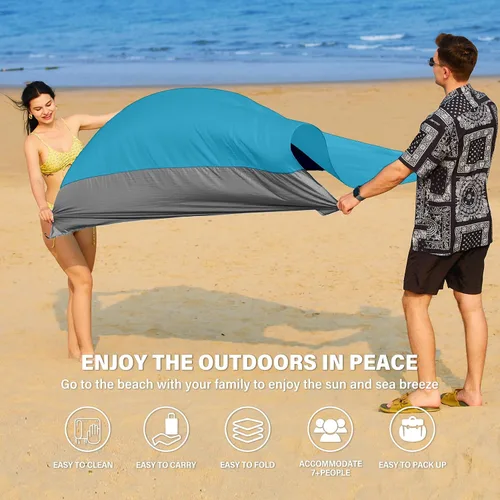 Miniatura 31 de Famstar Beach Blanket Oversized Extra Large 78"X81"/10'X9',Waterproof Sandproof Beach Blanket 2-8 Adults Lightweight Durable for Travel Camping