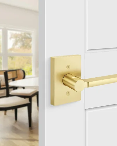Miniatura 7 de Goldenwarm Manijas de puerta ficticias doradas, aleación de zinc resistente, palanca de puerta interior sin giro para pasillo y armario, perilla