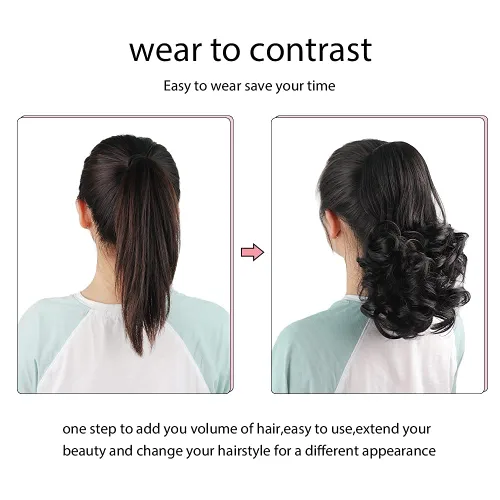 Miniatura 3 de Extensiones de cola de caballo de cabello rubio, extensiones de cola de caballo para mujer, pinza de extensiones de cabello rizado de 12 pulgadas