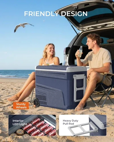 Miniatura 8 de EKOJUCE Refrigerador Portátil de 12 Voltios - Enfriador Eléctrico Portátil de 68 Cuartos (65L) con Ruedas, 12/24V CC y 100-240V CA, -4℉-68℉, Control