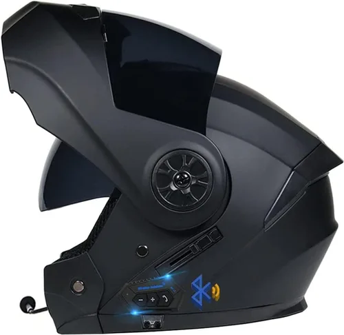 Miniatura 12 de Casco modular con Bluetooth abatible, de cara completa, doble visera solar, certificado por DOT, altavoz dual integrado con micrófono, cascos de 3