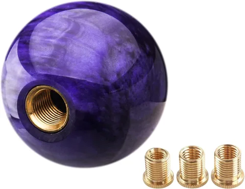Miniatura 16 de Pomo de palanca de cambios redondo de bola de 5 y 6 velocidades de fibra de carbono para vehículos manuales y automáticos con adaptadores M12x1.25