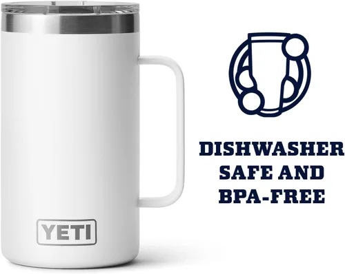 Miniatura 2 de YETI Rambler - Taza de acero inoxidable aislada al vacío con tapa MagSlider, 24 onzas Blanco