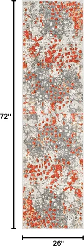 Miniatura 2 de SAFAVIEH Colección Monaco Alfombra de Pasillo - 2'2" x 6', Gris y Naranja, Diseño Abstracto Acuarela Bohemio Chic, No Desprende Pelusa y de Fácil
