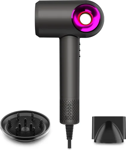 Miniatura 9 de 7 ajustes de velocidad, secador de pelo profesional con iones negativos, 2000 W, 190,000 RPM, secado rápido 7X, 7 ajustes de velocidad
