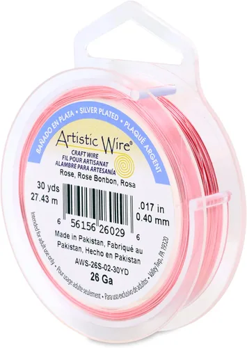 Miniatura 167 de Artistic Wire, alambre para manualidades de calibre 22 bañado en plata, resistente a las manchas, color cobre, blanco, 9,1 m